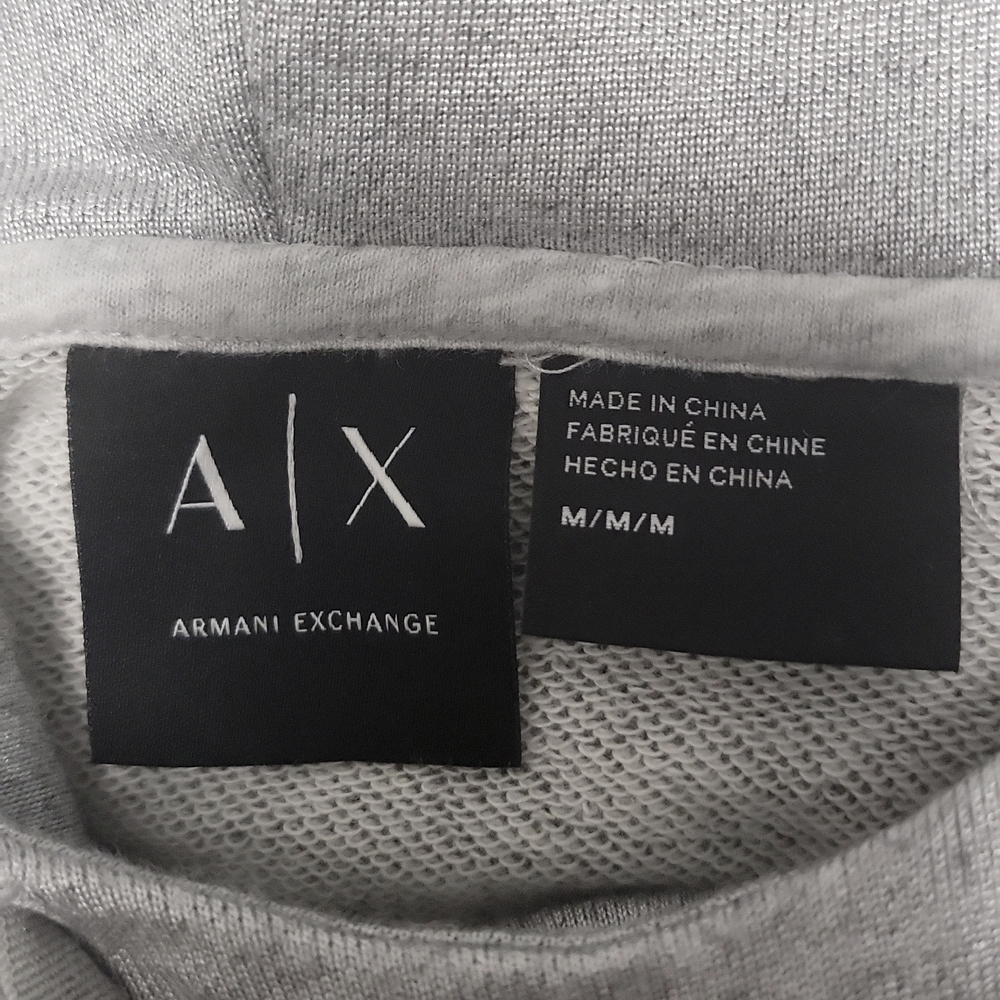 A|X ARMANI EXCHANGE, METALLIC GRAY HOODED SWEATSHIRT. - Picture 5 of 7